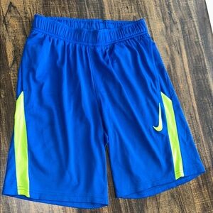 Kids Nike Blue and Neon Athletic Shorts with Elastic Waistband